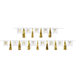 Happy Birthday Gold Tassels