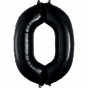 34 inch Black Number 0 Mylar Balloon