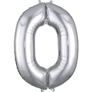 34 inch Silver Number 0 Mylar Balloon