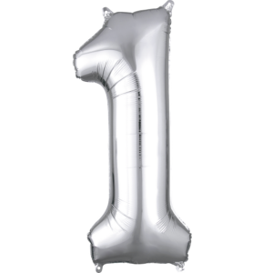 34 inch Silver Number 1 Mylar Balloon