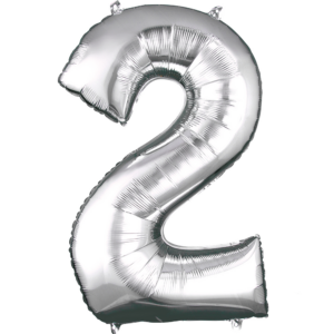 34 inch Silver Number 2 Mylar Balloon