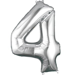 34 inch Silver Number 4 Mylar Balloon