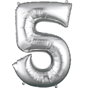 34 inch Silver Number 5 Mylar Balloon