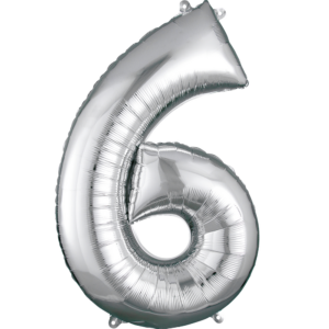 34 inch Silver Number 6 Mylar Balloon