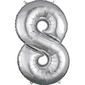 34 inch Silver Number 8 Mylar Balloon