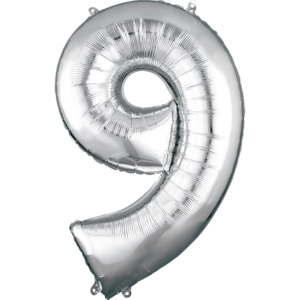 34 inch Silver Number 9 Mylar Balloon