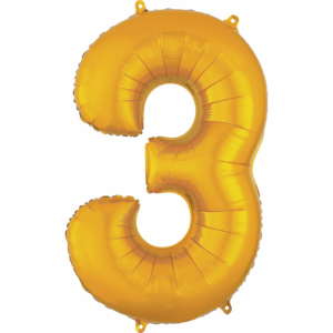 34 inch Gold Number 3 Mylar Balloon