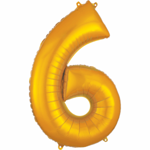 34 inch Gold Number 6 Mylar Balloon