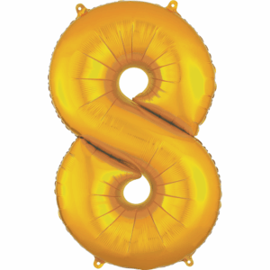 34 inch Gold Number 8 Mylar Balloon
