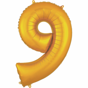 34 inch Gold Number 9 Mylar Balloon
