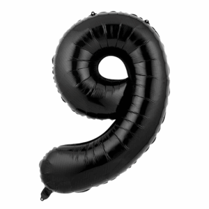 34 inch Black Number 9 Mylar Balloon