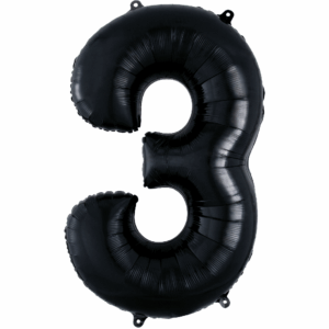 34 inch Black Number 3 Mylar Balloon