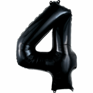 34 inch Black Number 4 Mylar Balloon