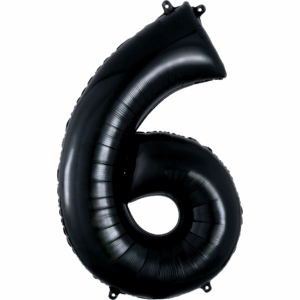 34 inch Black Number 6 Mylar Balloon