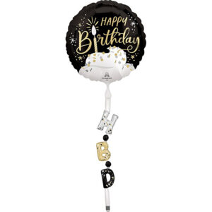 Airwalker 69-Inch Black-Silver-Grey Happy Birthday
