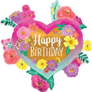 27-Inch Happy Birthday Painted Flowers
