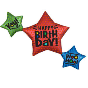 39-Inch Happy Birthday Satin Star Trio