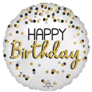 28-Inch Happy Birthday Black-Silver-Gold