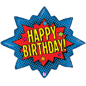 32-Inch Happy Birthday Super Hero Burst