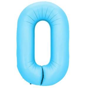 34 inch Light Blue Number 0 Mylar Balloon