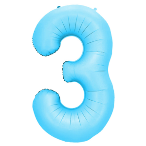 34 inch Light Blue Number 3 Mylar Balloon