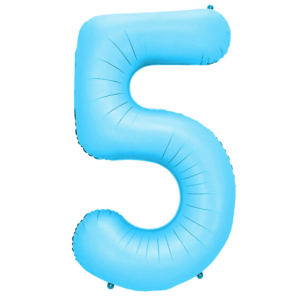 34 inch Light Blue Number 5 Mylar Balloon