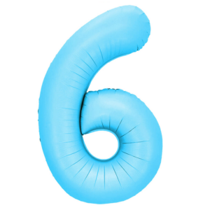 34 inch Light Blue Number 6 Mylar Balloon