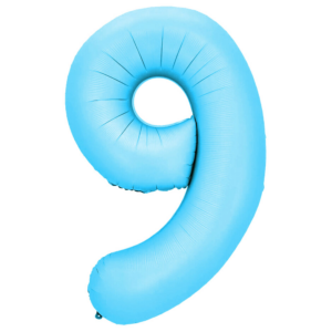 34 inch Light Blue Number 9 Mylar Balloon
