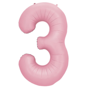 34 inch Light Pink Number 3 Mylar Balloon
