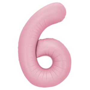 34 inch Light Pink Number 6 Mylar Balloon