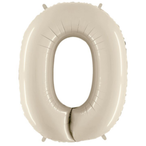 34 inch White Sand Number 0 Mylar Balloon