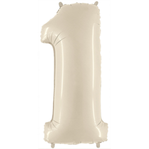 34 inch White Sand Number 1 Mylar Balloon