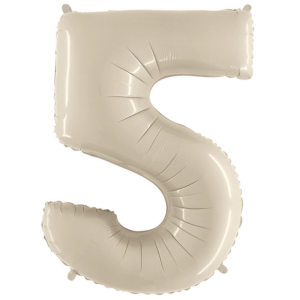 34 inch White Sand Number 5 Mylar Balloon