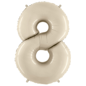 34 inch White Sand Number 8 Mylar Balloon