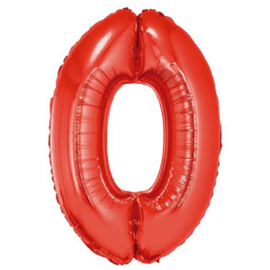 34 inch Red Number 0 Mylar Balloon