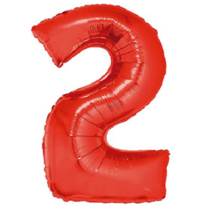 34 inch Red Number 2 Mylar Balloon