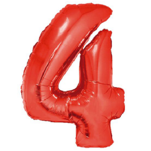 34 inch Red Number 4 Mylar Balloon