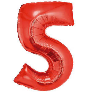 34 inch Red Number 5 Mylar Balloon