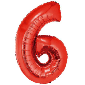 34 inch Red Number 6 Mylar Balloon