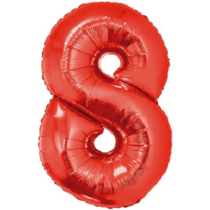 34 inch Red Number 8 Mylar Balloon