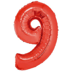 34 inch Red Number 9 Mylar Balloon