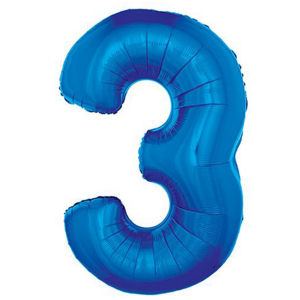 34 inch Royal Blue Number 3 Mylar Balloon