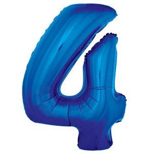 34 inch Royal Blue Number 4 Mylar Balloon