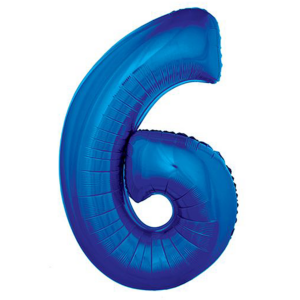 34 inch Royal Blue Number 6 Mylar Balloon