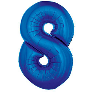 34 inch Royal Blue Number 8 Mylar Balloon