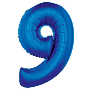 34 inch Royal Blue Number 9 Mylar Balloon